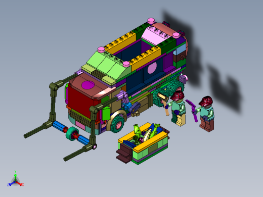 箱式城市环卫大卡车塑料拼装正等轴测缩略图