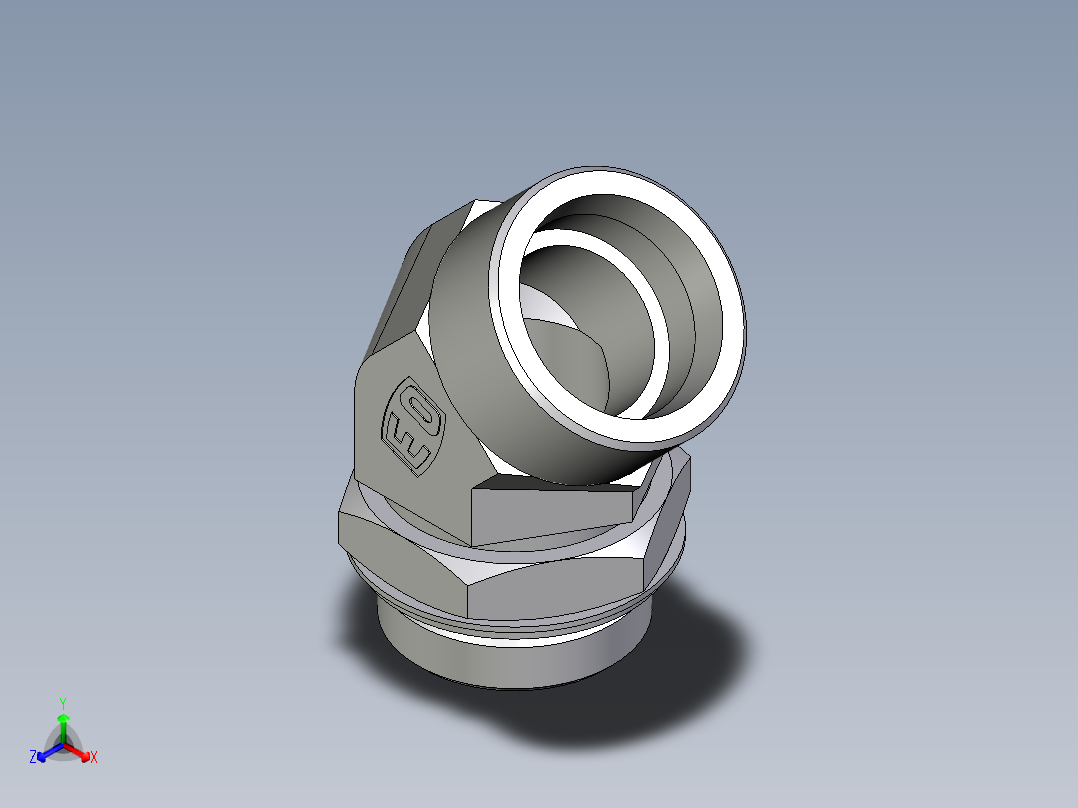卡套式工业通用硬管接头EO_Adjustable_locknut_45_deg_elbow_VEE38SROMDCF主视图