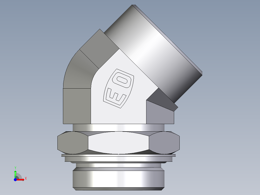 卡套式工业通用硬管接头EO_Adjustable_locknut_45_deg_elbow_VEE38SROMDCF前视图