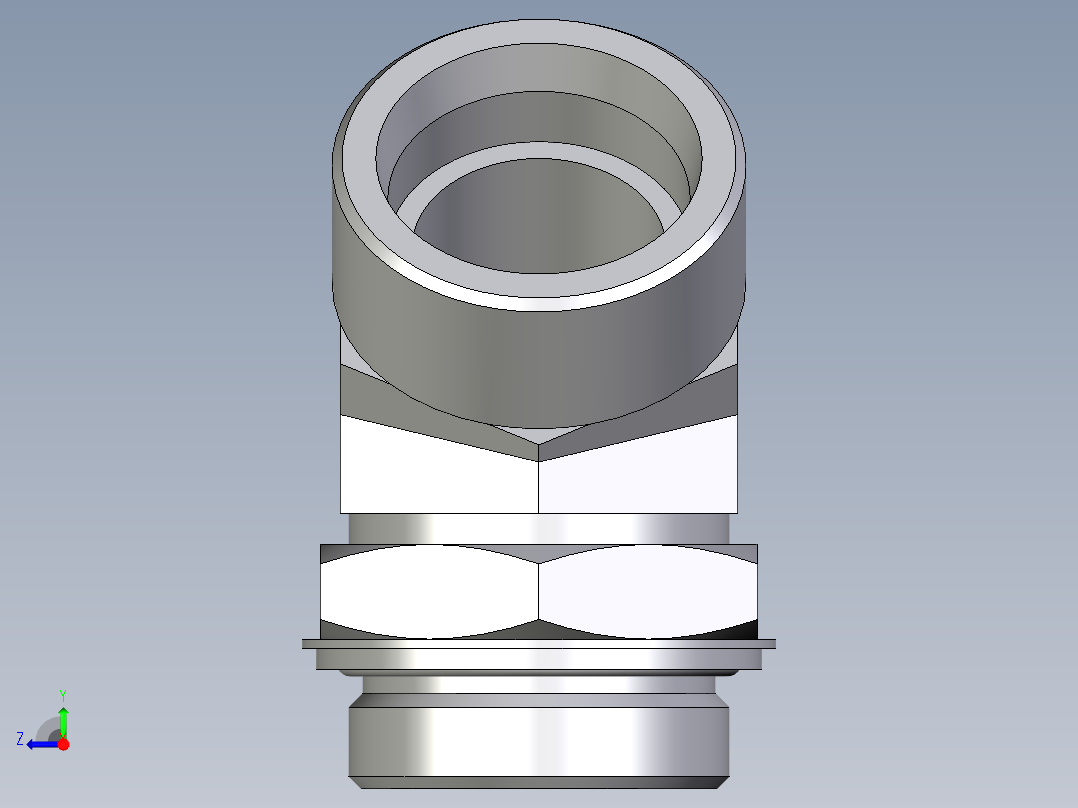 卡套式工业通用硬管接头EO_Adjustable_locknut_45_deg_elbow_VEE38SROMDCF右视图