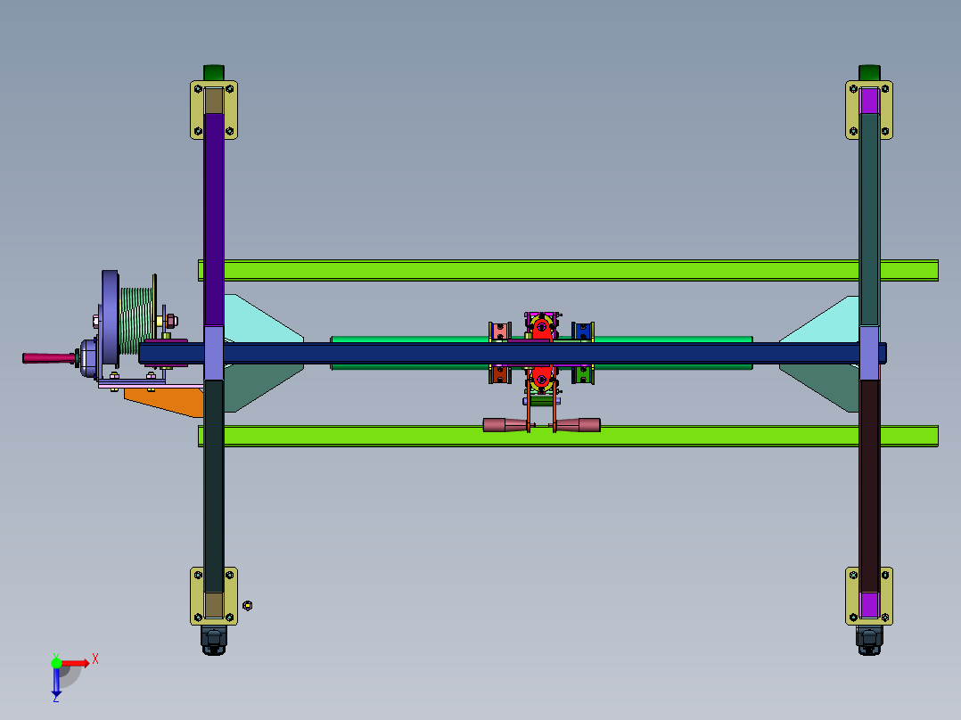 手摇绞盘圆钢移动吊机俯视图