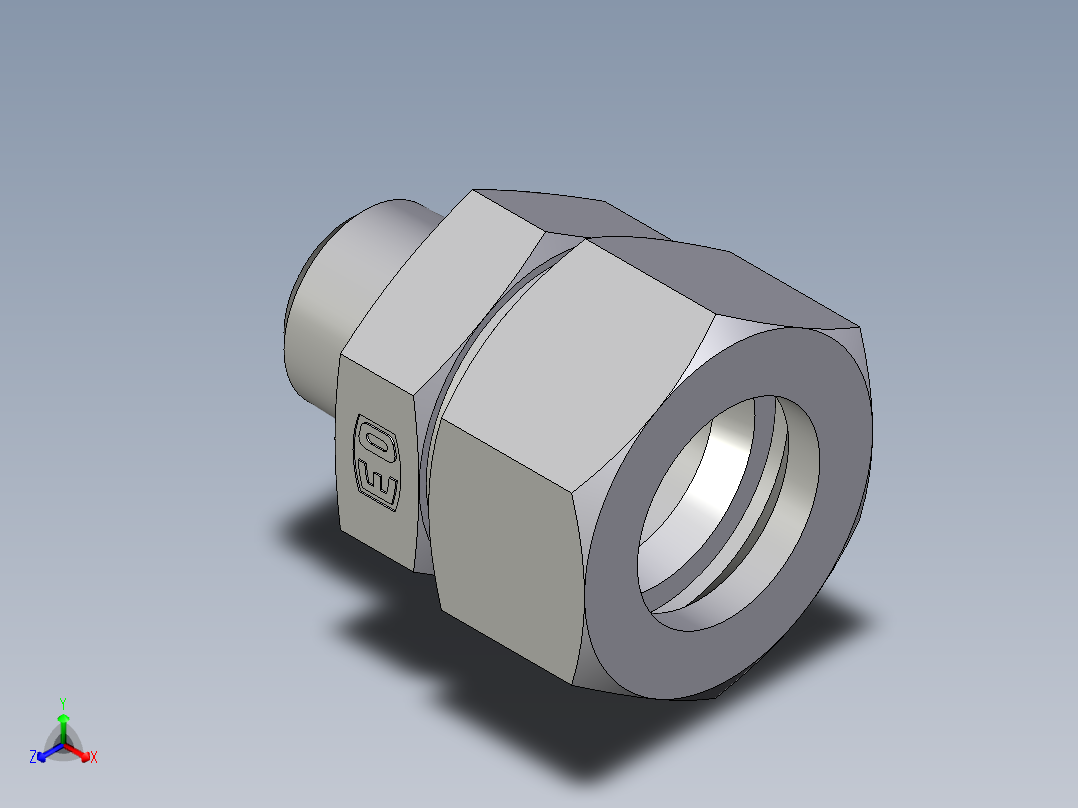 卡套式工业通用硬管接头EO_Male_Stud_connector_GE38S1NPTCF正等轴测图