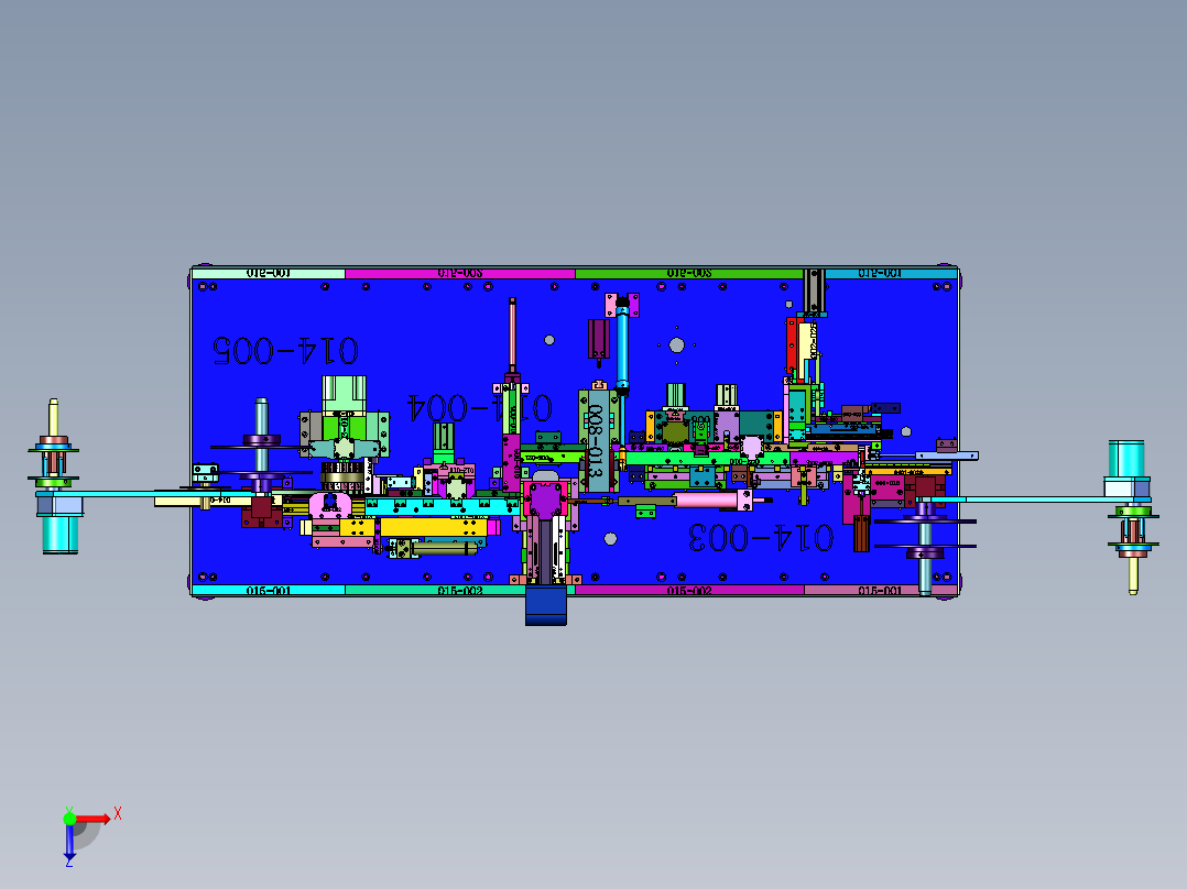 骨架USB排针排母插针装配机俯视图