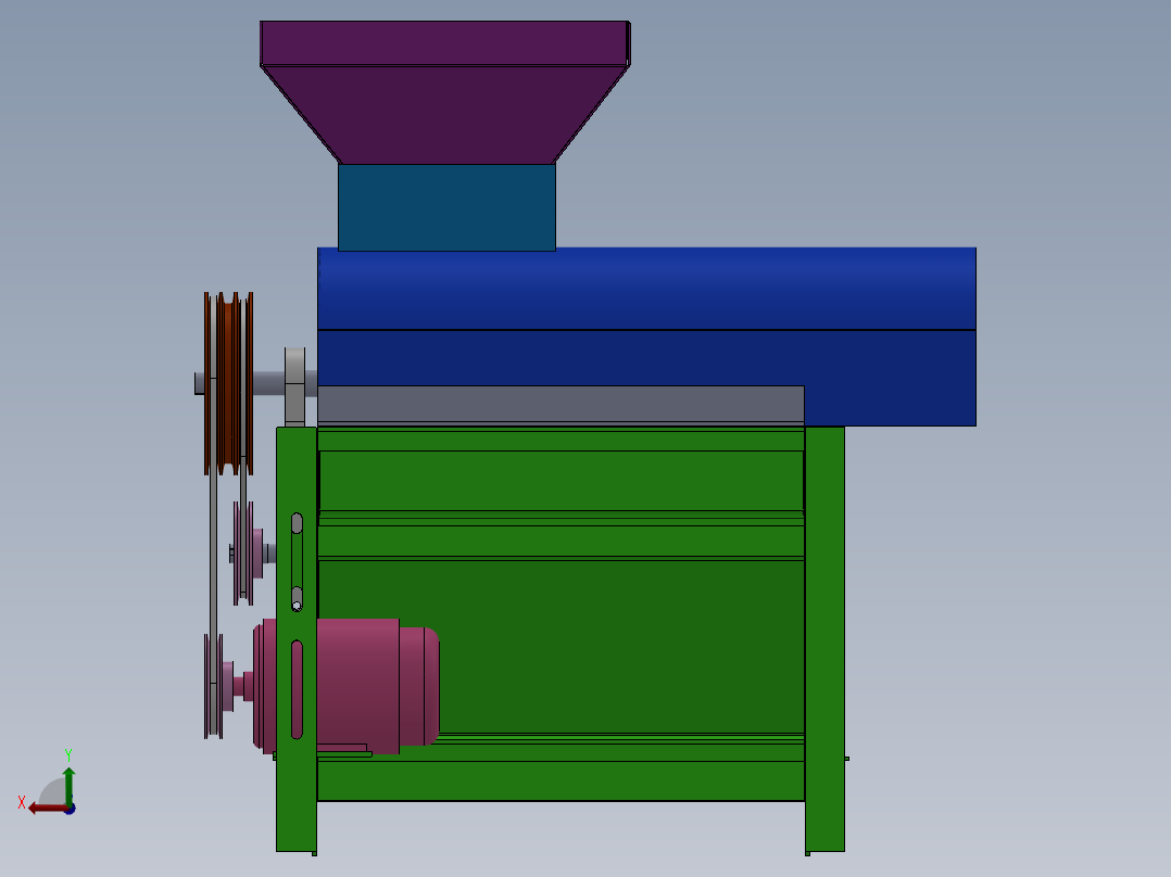 玉米脱粒机设计后视图