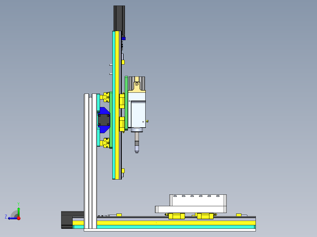三轴线切割机床右视图