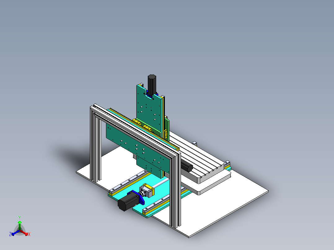 三轴线切割机床正等轴测图