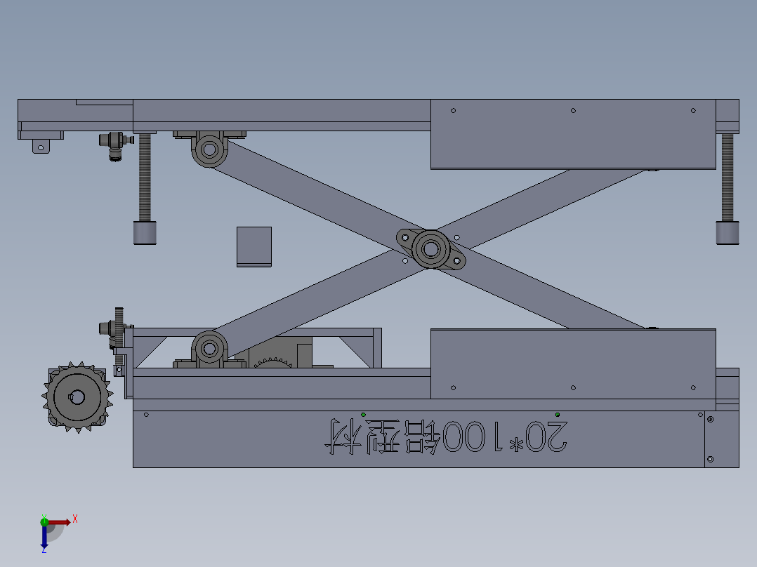 剪叉式升降机 、倍速链回流升降台俯视图