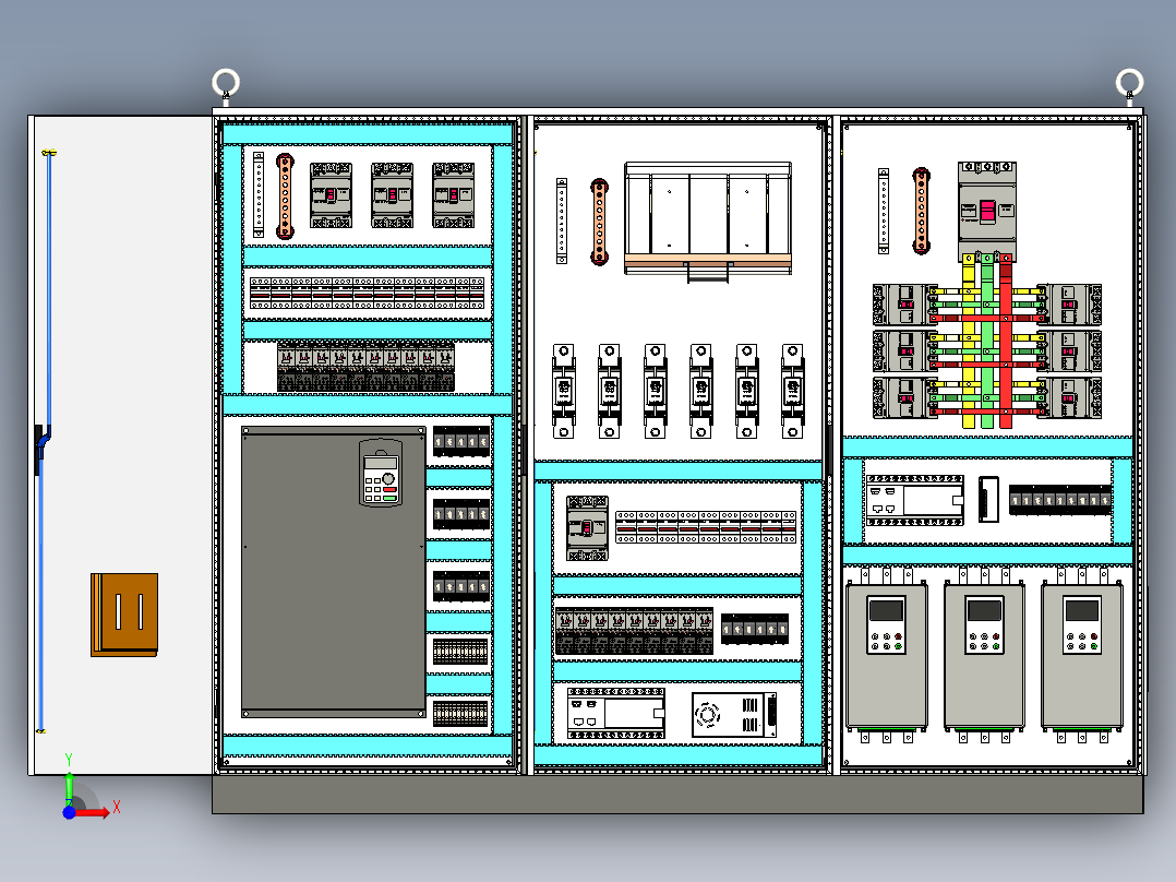 三柜组装变频器刀开关风机软启动控制柜 56412前视图