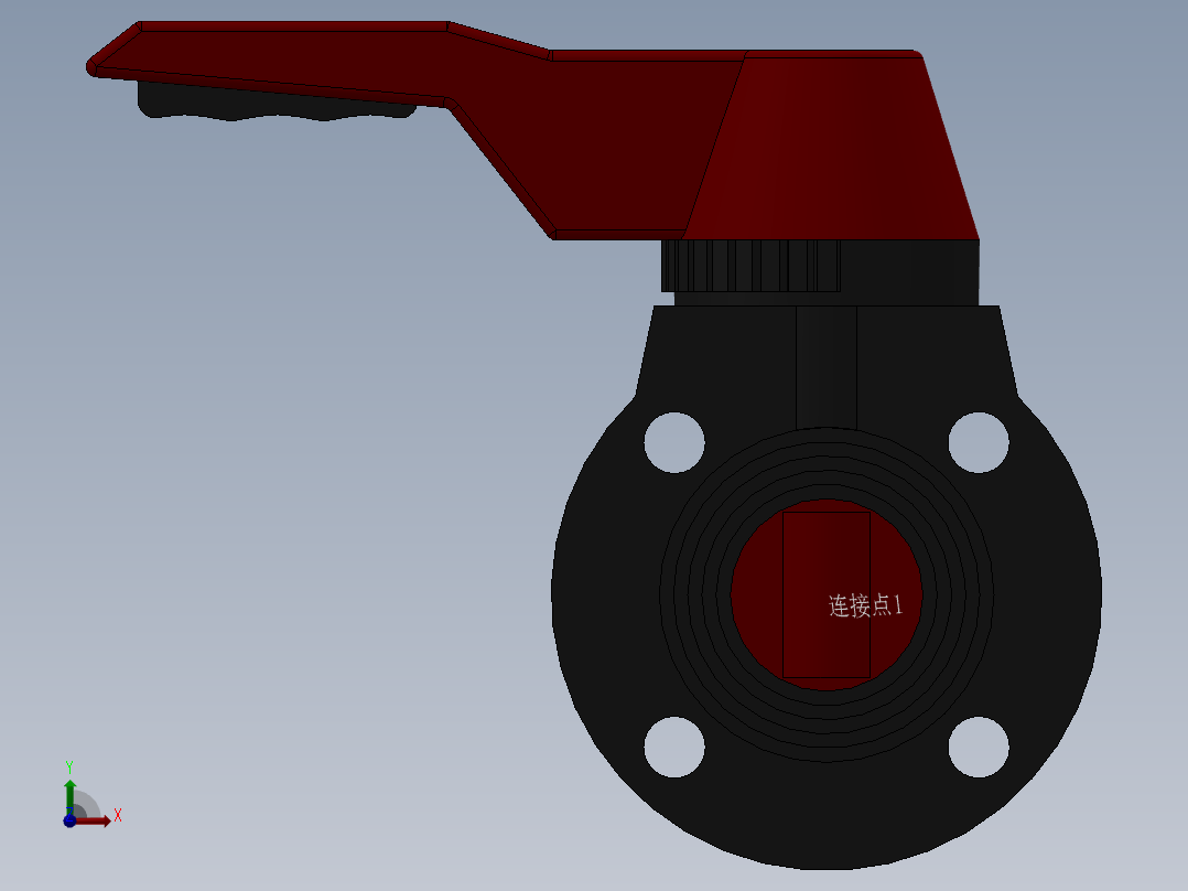手柄式蝶阀-UPVC DN25-DN150前视图