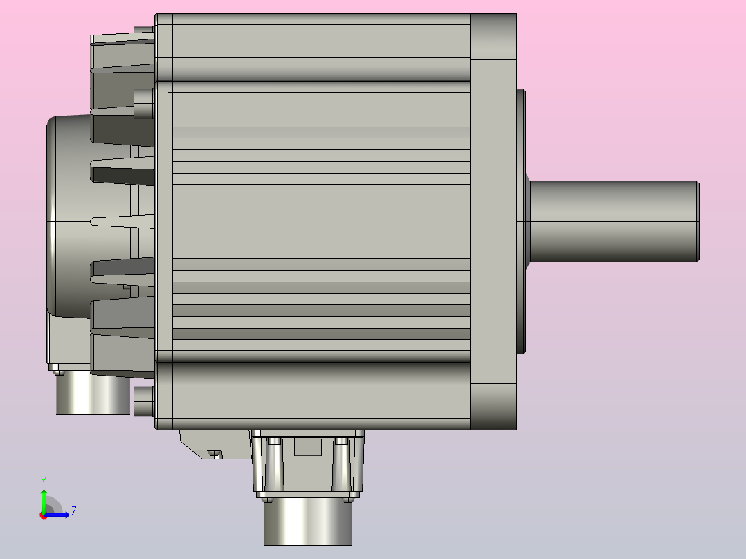 ECMA 400V马达机构-有刹车180框[ECMA-KX1820SS]台达左视图