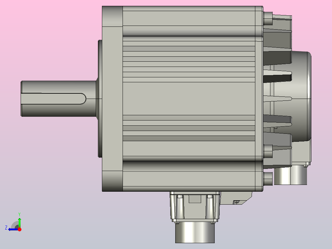 ECMA 400V马达机构-有刹车180框[ECMA-KX1820SS]台达右视图