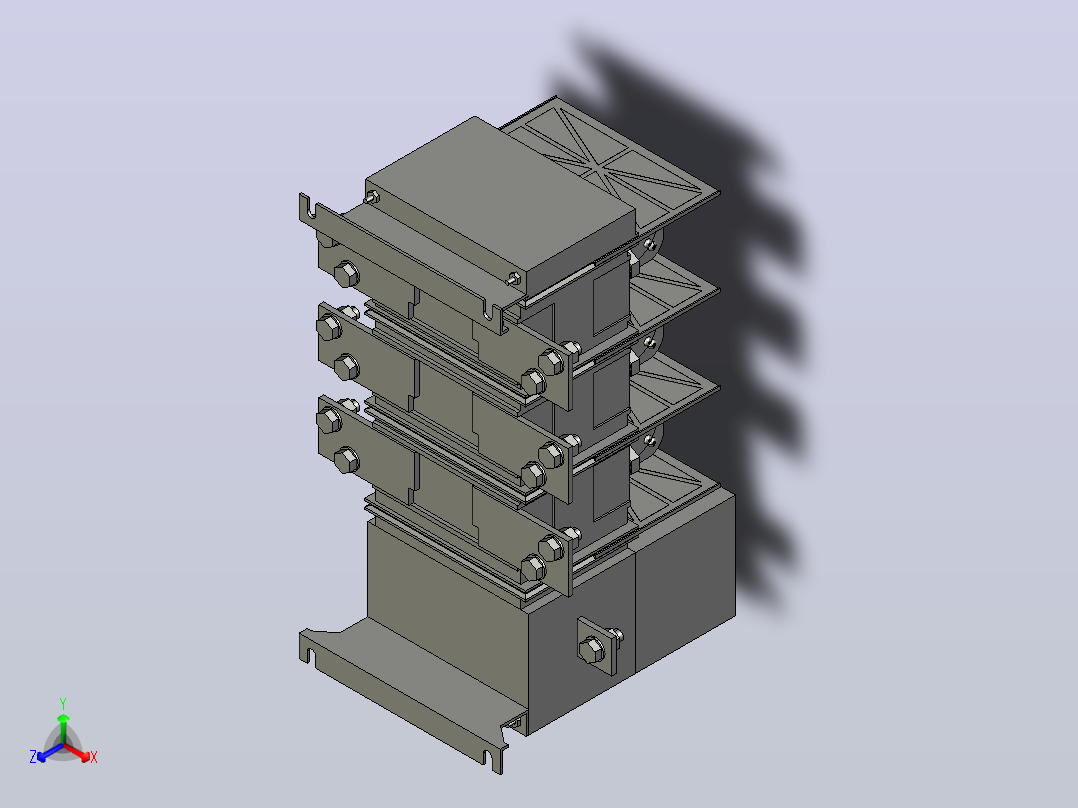 HH15D-800 4P电控隔离开关熔断器组三维模型202105正等轴测图