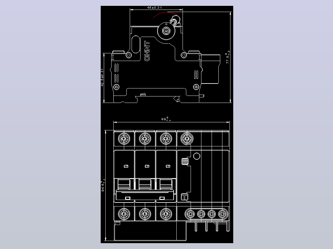 NBPLE-32D 3P&amp;N剩余电流动作断路器外形安装尺寸图202202