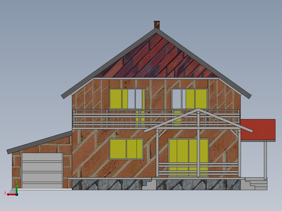 带车库的房子后视图