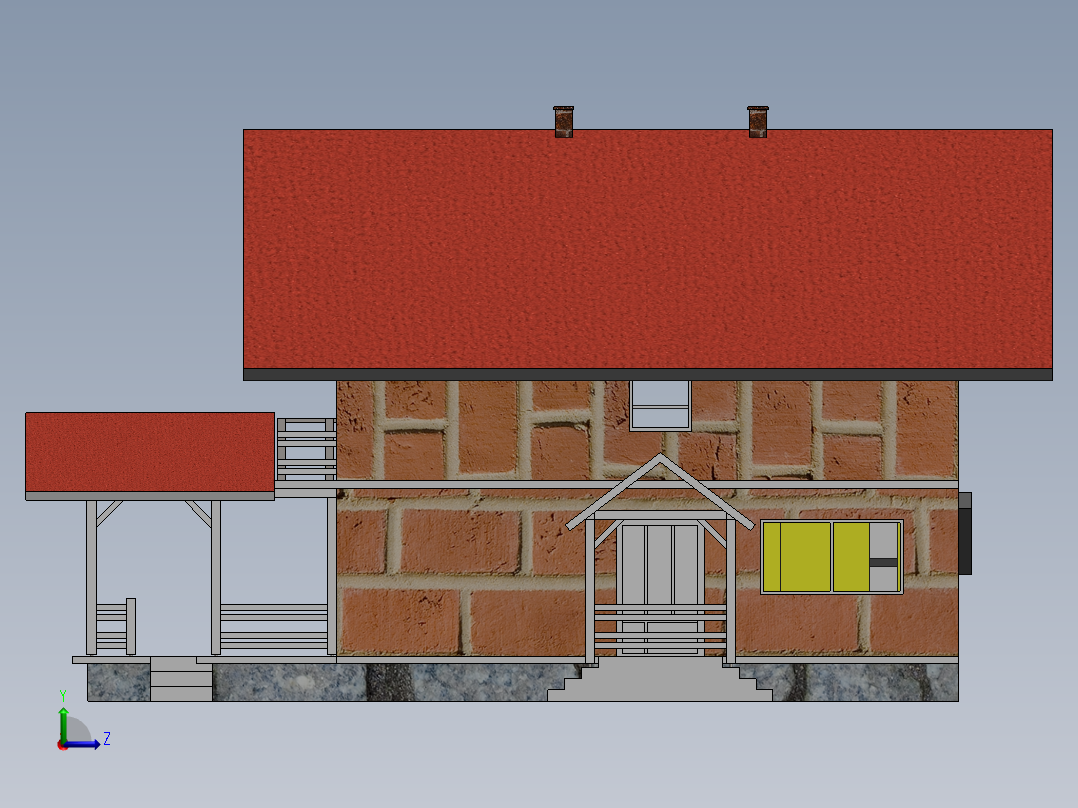 带车库的房子左视图