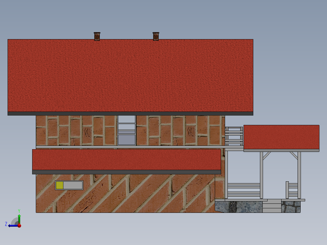 带车库的房子右视图