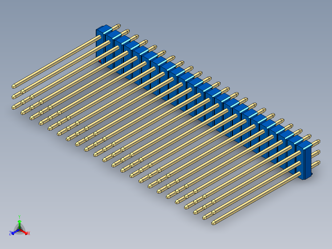 彩色公头100mil（2.54mm）系列-DS1021_blue_3x23p_100mil_Type43_rev1.0主视图