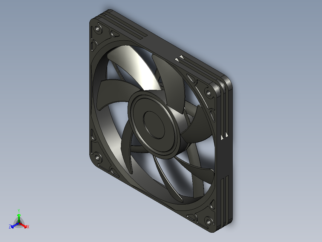 Noctua NF-A12x15 Fan风扇正等轴测图
