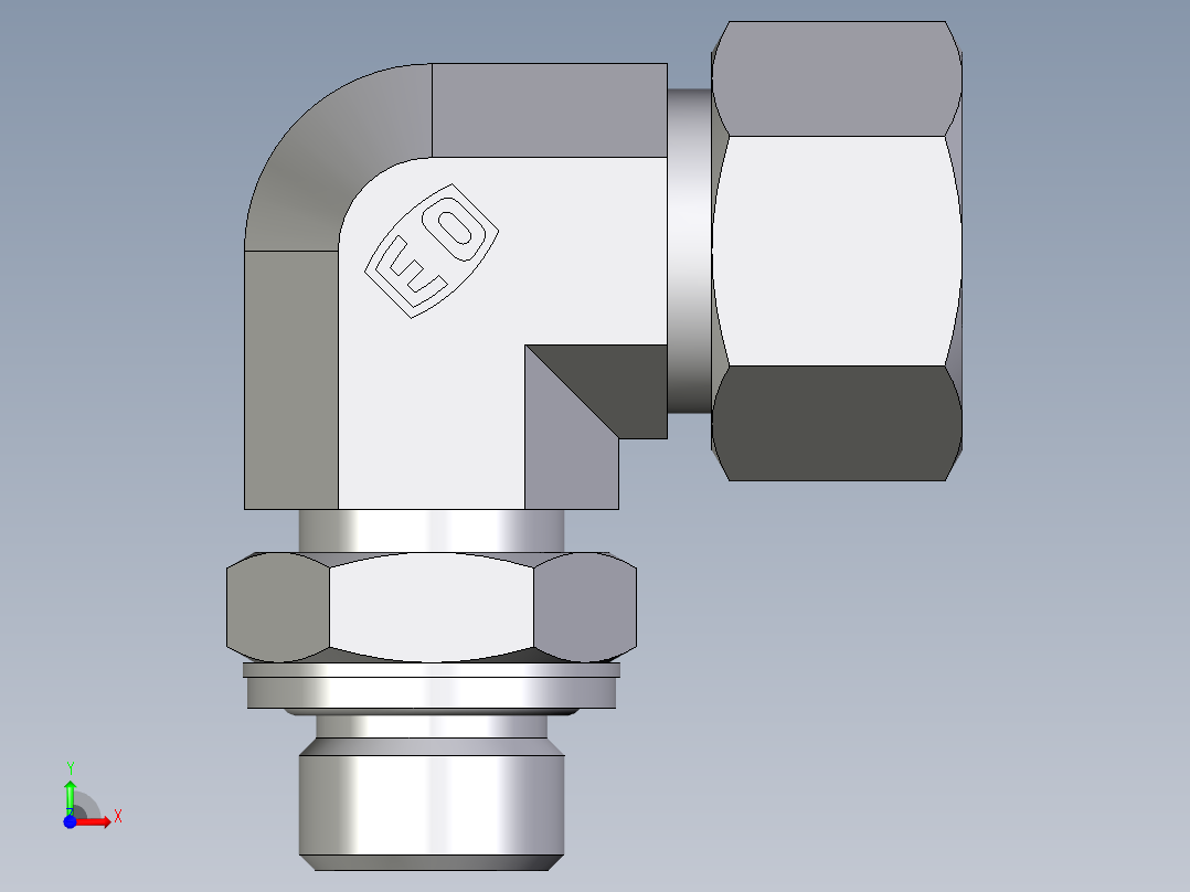 卡套式工业通用硬管接头EO_Adjustable_Locknut_elbow_WEE15ZLMCF前视图