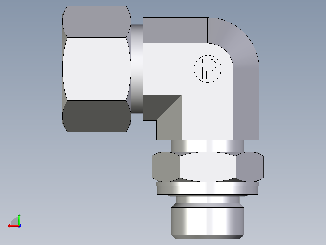 卡套式工业通用硬管接头EO_Adjustable_Locknut_elbow_WEE15ZLMCF后视图