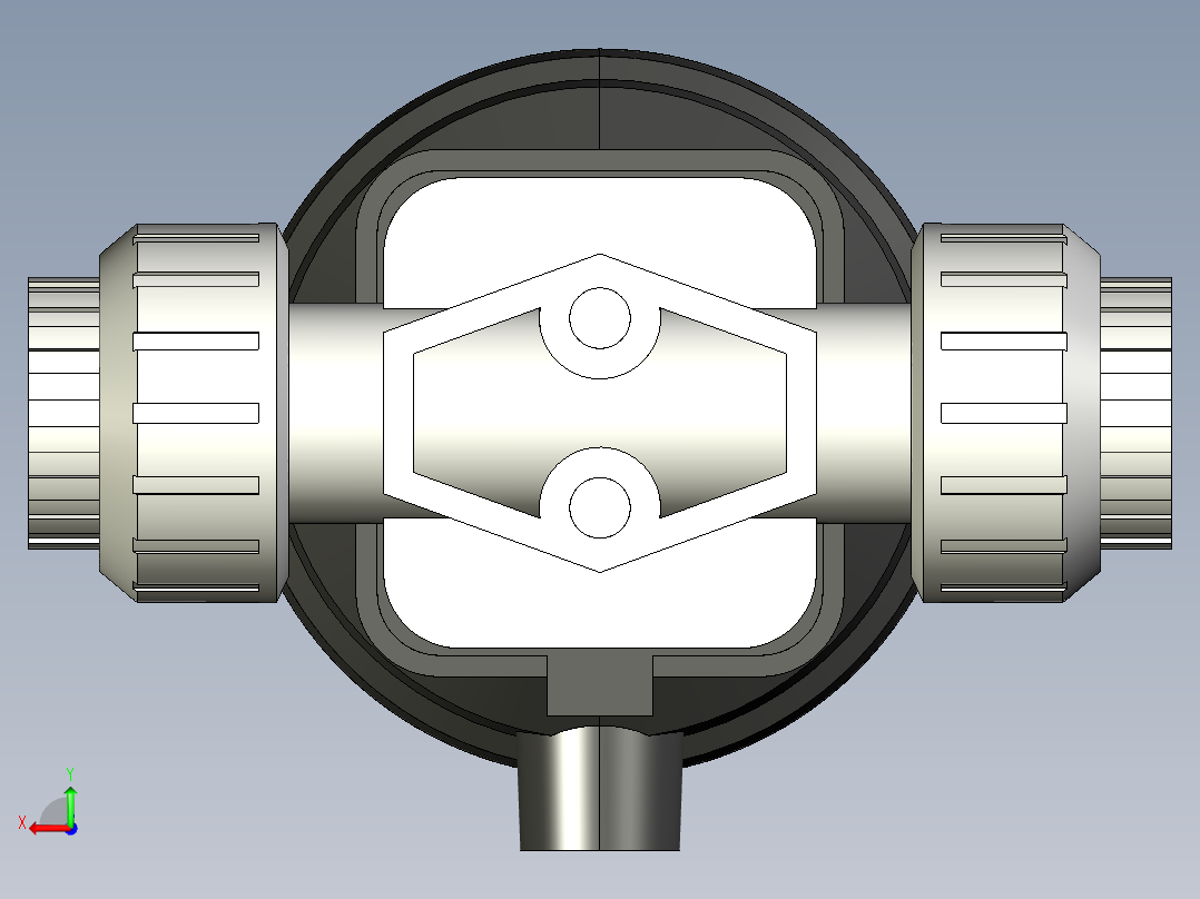 7DKUFCCP NC 气动隔膜阀常闭，BSP螺纹女性联盟结束，PVC-C系列后视图
