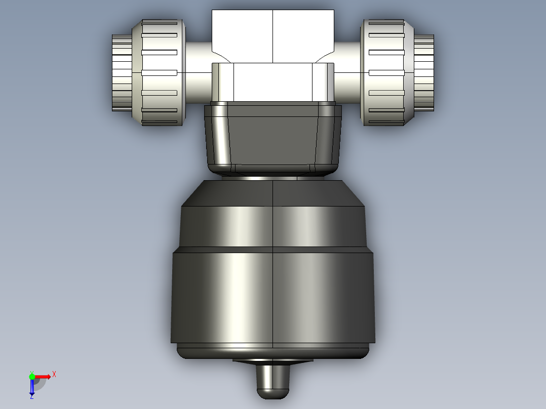 7DKUFCCP NC 气动隔膜阀常闭，BSP螺纹女性联盟结束，PVC-C系列俯视图