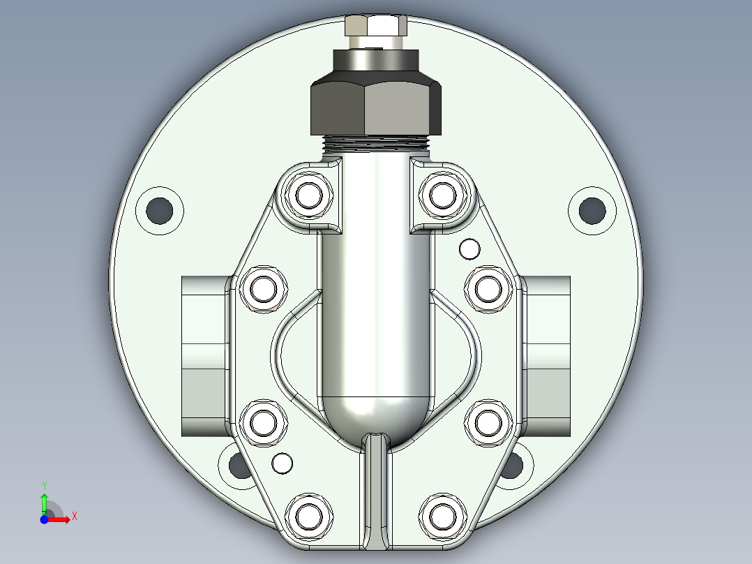 带溢流阀的外啮合齿轮泵前视图