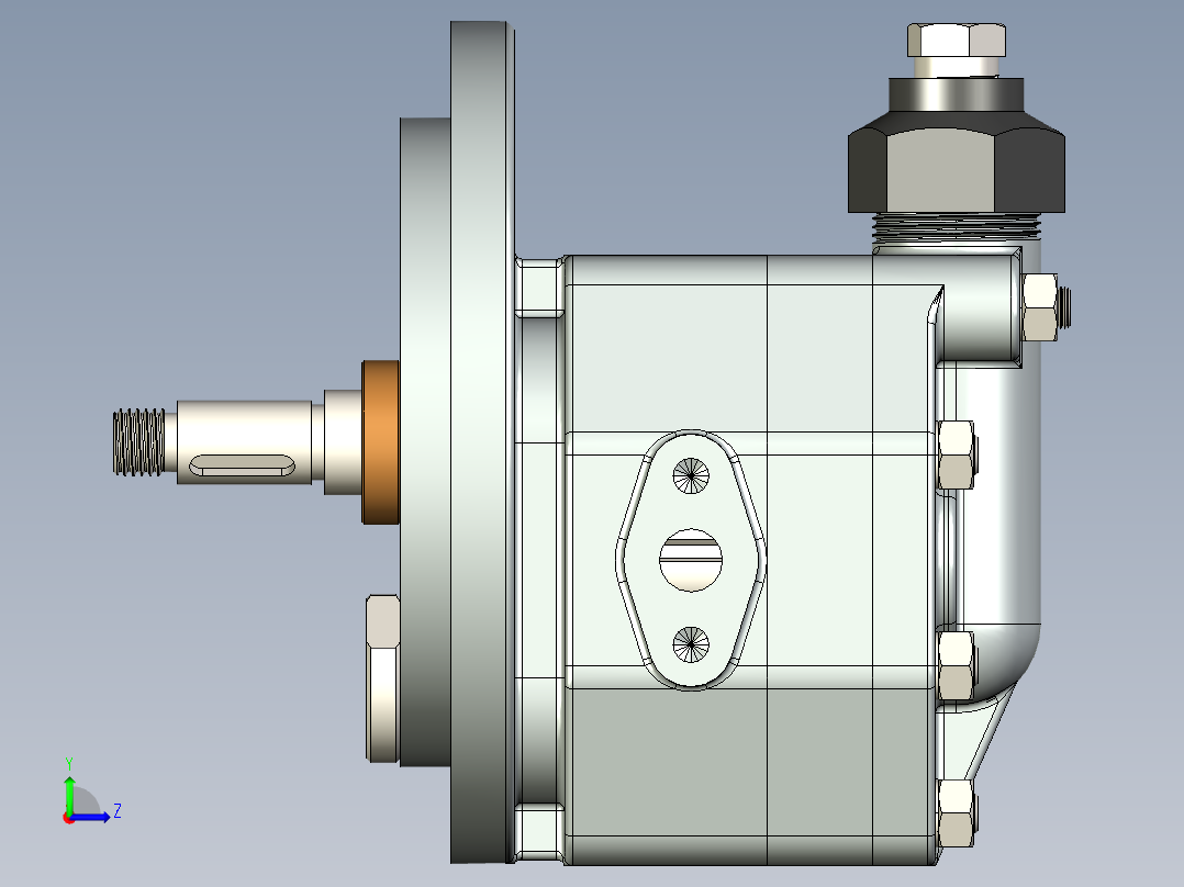 带溢流阀的外啮合齿轮泵左视图