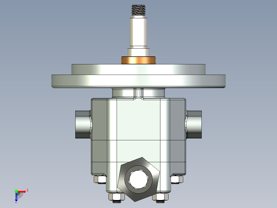 带溢流阀的外啮合齿轮泵俯视图
