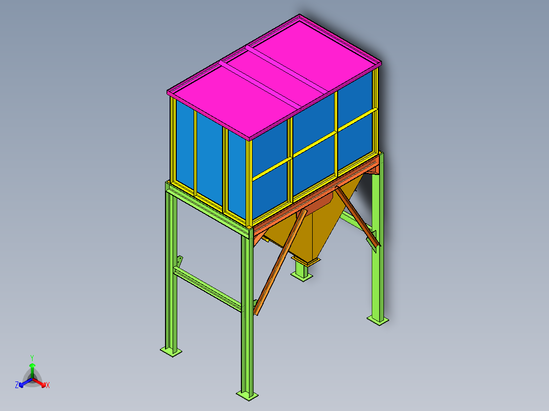 粮谷存储柜正等轴测图