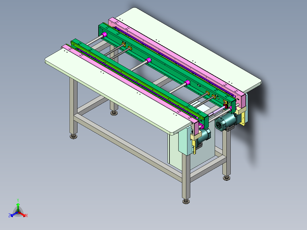 双道可调输送线正等轴测图