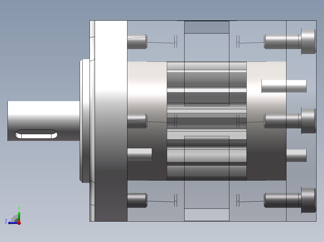 齿轮油泵3D图纸 solidworks课程设计图纸3D三维模型设计资料建模右视图
