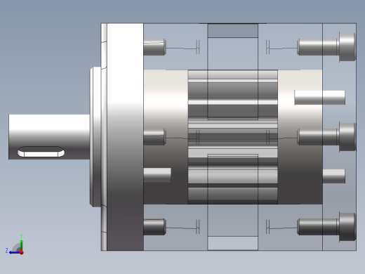 齿轮油泵3D图纸 solidworks课程设计图纸3D三维模型设计资料建模右视缩略图