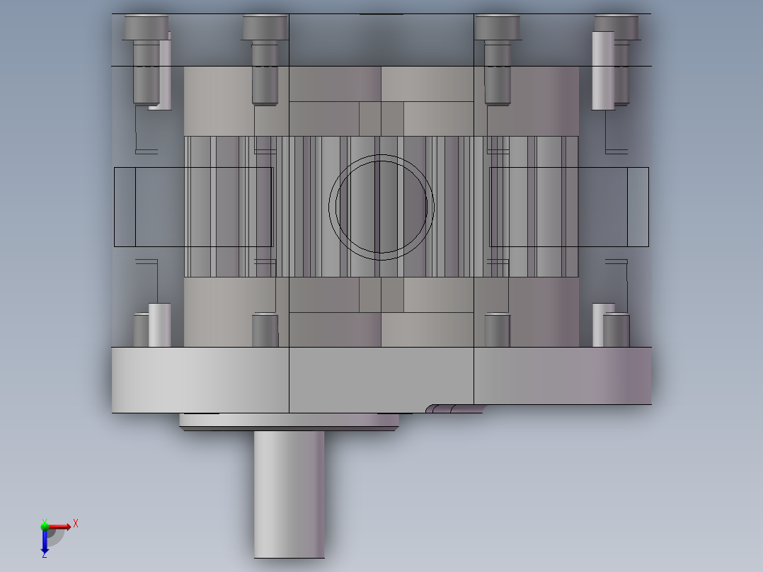 齿轮油泵3D图纸 solidworks课程设计图纸3D三维模型设计资料建模俯视图