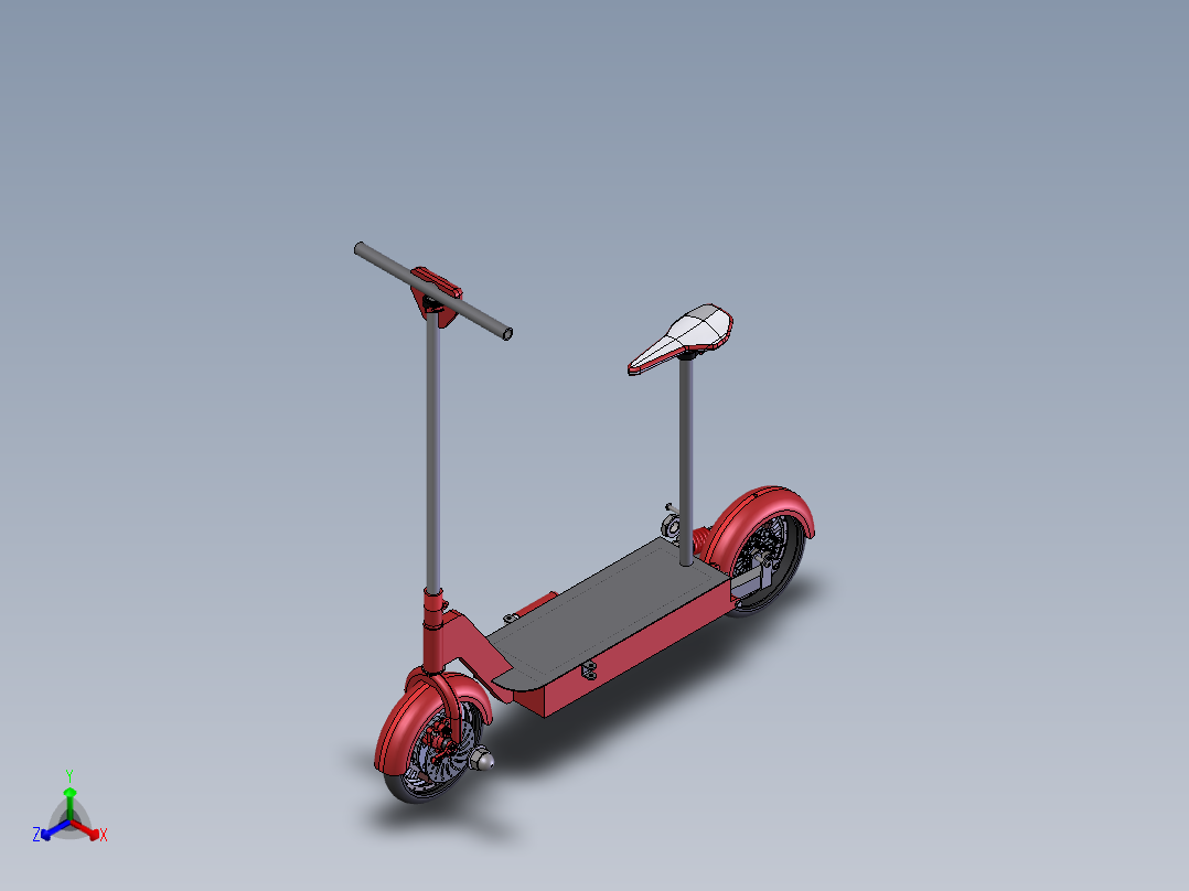 滑板车正等轴测图