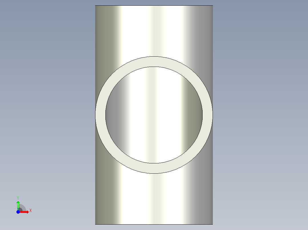 B3004440-简单的2英寸SCH80 PVC三通模型。前视图