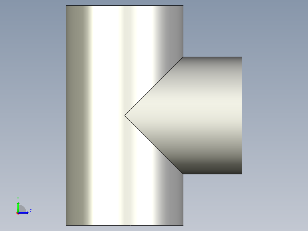 B3004440-简单的2英寸SCH80 PVC三通模型。左视图