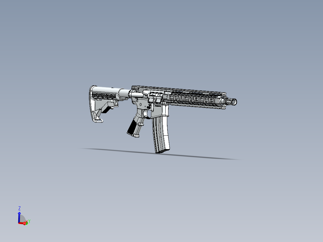 手枪左轮冲锋枪老式狙击步枪设计3D图纸afam-m4a2m-airsoft SW x_t主视图