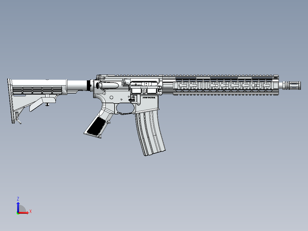 手枪左轮冲锋枪老式狙击步枪设计3D图纸afam-m4a2m-airsoft SW x_t前视图