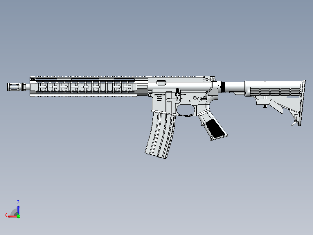 手枪左轮冲锋枪老式狙击步枪设计3D图纸afam-m4a2m-airsoft SW x_t后视图
