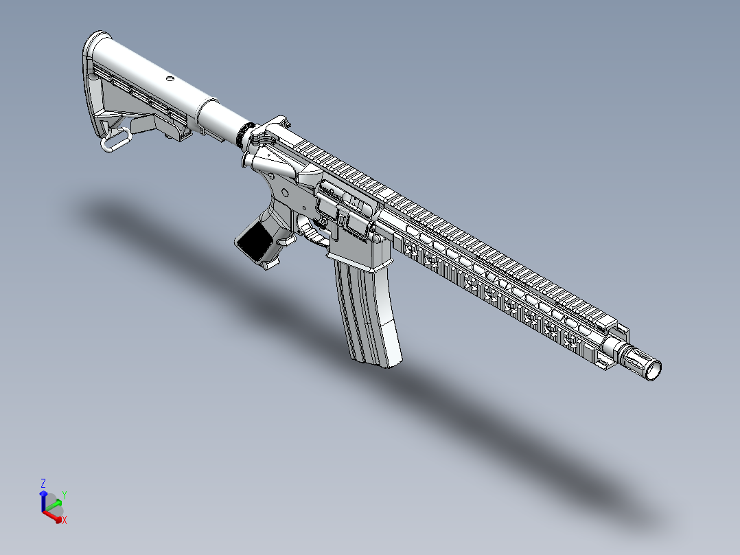 手枪左轮冲锋枪老式狙击步枪设计3D图纸afam-m4a2m-airsoft SW x_t正等轴测图