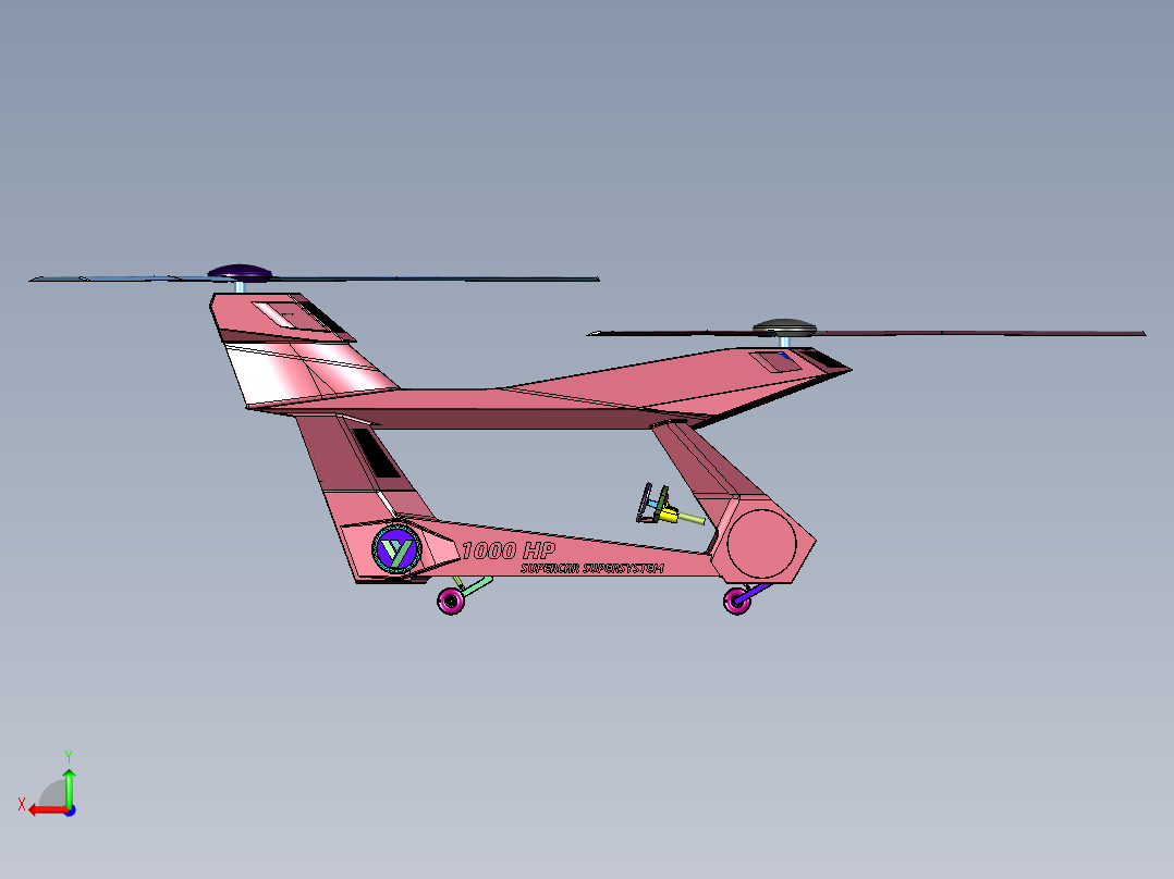 车辆运输中空直升机后视图