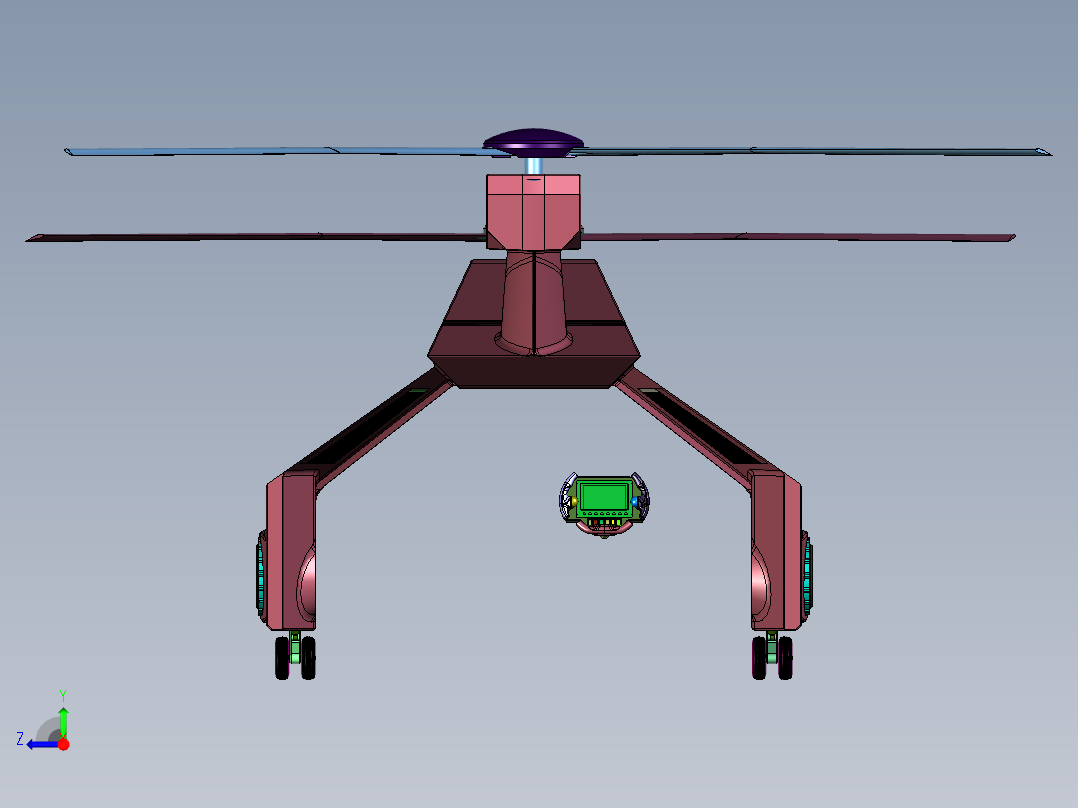 车辆运输中空直升机右视图