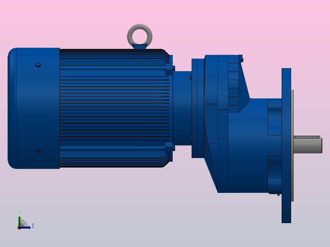 RXF67法兰轴伸式安装斜齿轮减速机RX67-Y1.1-4P-90S-M1-0°-Φ250左视图