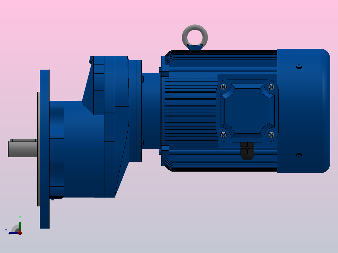 RXF67法兰轴伸式安装斜齿轮减速机RX67-Y1.1-4P-90S-M1-0°-Φ250右视图