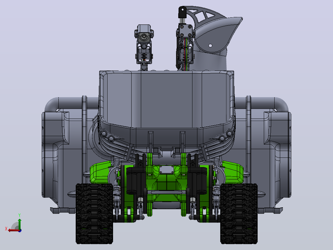 1比5遥控履带除雪机模型3D图纸 Solidworks设计 x_t格式后视图