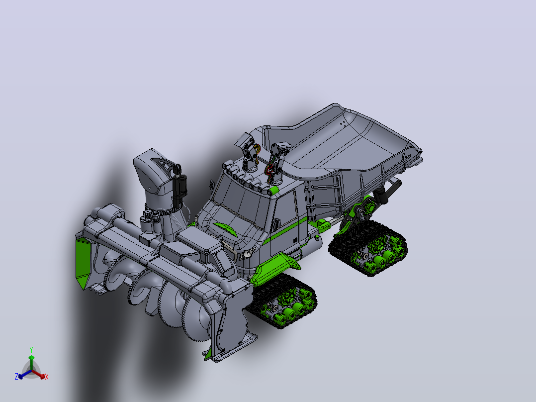 1比5遥控履带除雪机模型3D图纸 Solidworks设计 x_t格式正等轴测图