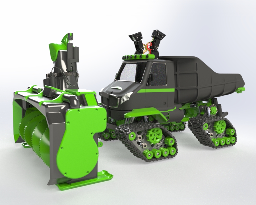 1比5遥控履带除雪机模型3D图纸 Solidworks设计 x_t格式