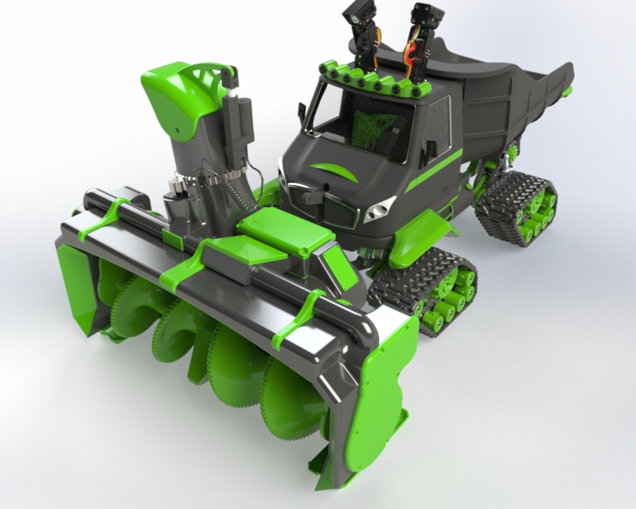 1比5遥控履带除雪机模型3D图纸 Solidworks设计 x_t格式