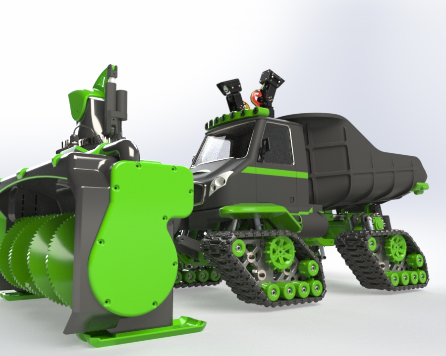 1比5遥控履带除雪机模型3D图纸 Solidworks设计 x_t格式
